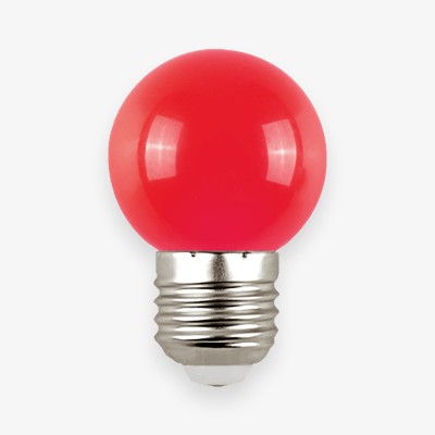 Bombilla LED esférica E-27P 1W 230 V Roja